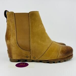 Sorel Women's Joan of Arctic Wedge II Chelsea Elk Leather Ankle Boots Size 10